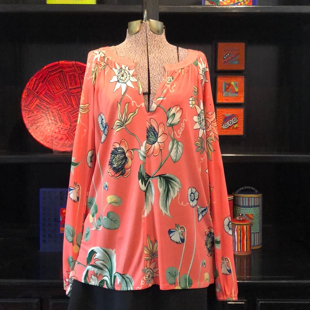 Ann Taylor Floral top in pretty coral color